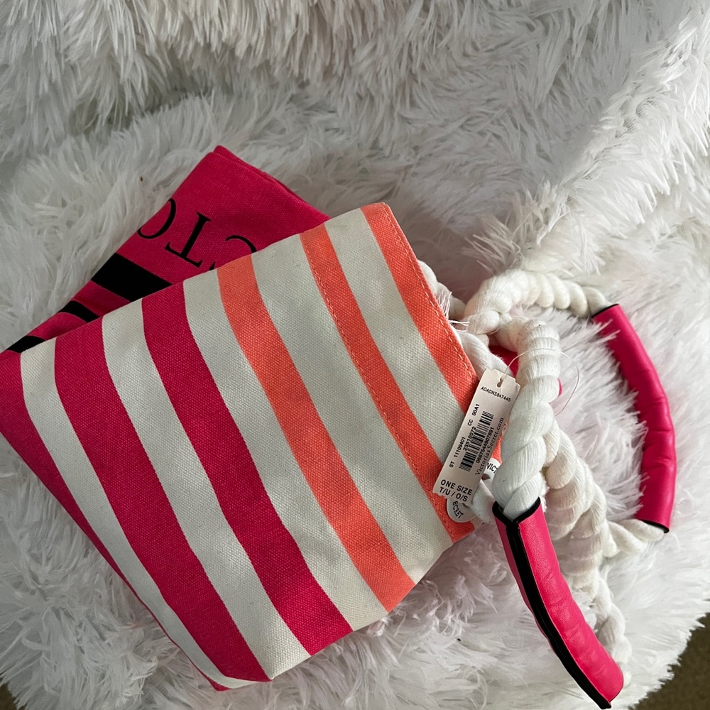 Vibrant Pink and Orange Striped Tote Bag